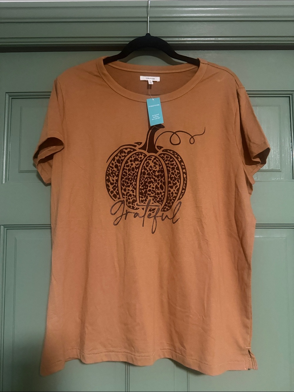 Maurices Rust Orange Short-Sleeve Tee with Black Pumpkin Graphic